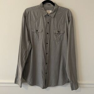 Diesel Mens Button Up Long Sleeve Black White Striped Shirt XXL Cotton Casual